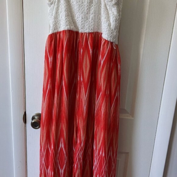 Lily Rose Maxi Dress boho Women Large ikat lace embroidered sleeveless bustier - Picture 5 of 7